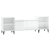 TV Cabinet High Gloss White 160x35x55 cm Engineered Wood - Front View