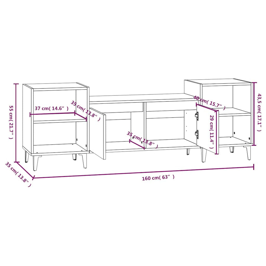 TV Cabinet Sonoma Oak 160x35x55 cm Engineered Wood