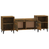 TV Cabinet Smoked Oak 160x35x55 cm Engineered Wood - Rear View