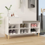 Shoe Cabinet White 102x36x60 cm Engineered Wood - Side View