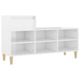 Shoe Cabinet High Gloss White 102x36x60 cm Engineered Wood - Front View