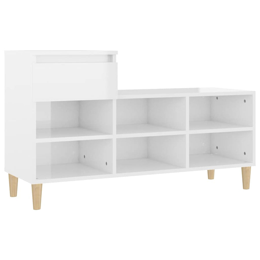 Shoe Cabinet High Gloss White 102x36x60 cm Engineered Wood