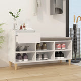 Shoe Cabinet High Gloss White 102x36x60 cm Engineered Wood - Side View
