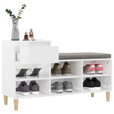 Shoe Cabinet High Gloss White 102x36x60 cm Engineered Wood - 45-Degree Angle