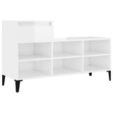 Shoe Cabinet High Gloss White 102x36x60 cm Engineered Wood - Front View