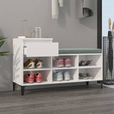 Shoe Cabinet High Gloss White 102x36x60 cm Engineered Wood - Side View