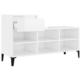 Shoe Cabinet High Gloss White 102x36x60 cm Engineered Wood - Close-Up Angle