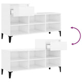 Shoe Cabinet High Gloss White 102x36x60 cm Engineered Wood