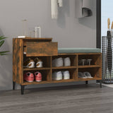 Shoe Cabinet Smoked Oak 102x36x60 cm Engineered Wood - Side View