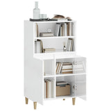 Highboard High Gloss White 60x36x110 cm Engineered Wood - Rear View