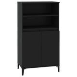 Highboard Black 60x36x110 cm Engineered Wood - Front View