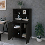 Highboard Black 60x36x110 cm Engineered Wood - Rear View