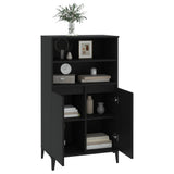 Highboard Black 60x36x110 cm Engineered Wood - Close-Up Angle