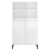 Highboard High Gloss White 60x36x110 cm Engineered Wood