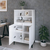 Highboard High Gloss White 60x36x110 cm Engineered Wood - Rear View