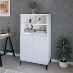 Highboard High Gloss White 60x36x110 cm Engineered Wood