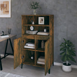 Highboard Smoked Oak 60x36x110 cm Engineered Wood - Rear View