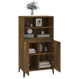 Highboard Smoked Oak 60x36x110 cm Engineered Wood - Close-Up Angle