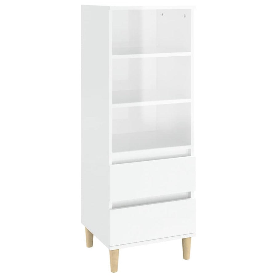 Highboard High Gloss White 40x36x110 cm Engineered Wood