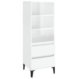 Highboard High Gloss White 40x36x110 cm Engineered Wood - Front View