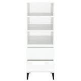 Highboard High Gloss White 40x36x110 cm Engineered Wood - Side View