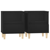 Bedside Cabinets 2 pcs Black 40x35x50 cm - Front View