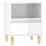 Bedside Cabinet High Gloss White 40x35x50 cm