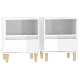 Bedside Cabinets 2 pcs High Gloss White 40x35x50 cm - Front View
