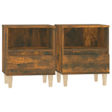 Bedside Cabinets 2 pcs Smoked Oak 40x35x50 cm - Front View