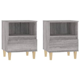 Bedside Cabinets 2 pcs Grey Sonoma 40x35x50 cm - Front View