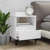 Bedside Cabinets 2 pcs White 40x35x50 cm - Side View