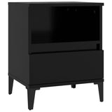 Bedside Cabinet Black 40x35x50 cm - Front View