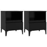 Bedside Cabinets 2 pcs Black 40x35x50 cm - Front View