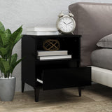 Bedside Cabinets 2 pcs Black 40x35x50 cm - Side View