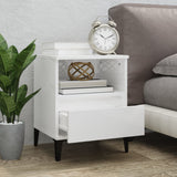 Bedside Cabinet High Gloss White 40x35x50 cm - Side View