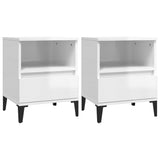 Bedside Cabinets 2 pcs High Gloss White 40x35x50 cm - Front View