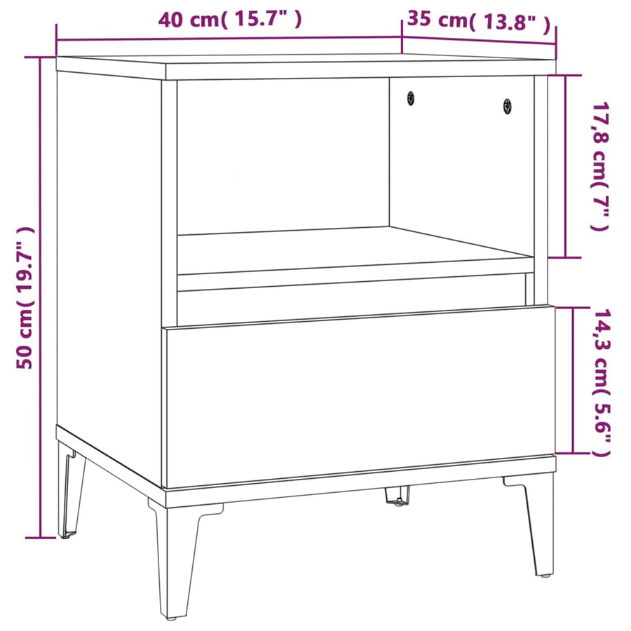 Bedside Cabinets 2 pcs Concrete Grey 40x35x50 cm