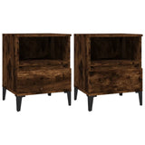 Bedside Cabinets 2 pcs Smoked Oak 40x35x50 cm - Front View