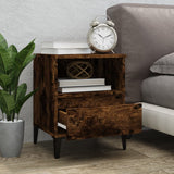 Bedside Cabinets 2 pcs Smoked Oak 40x35x50 cm - Side View