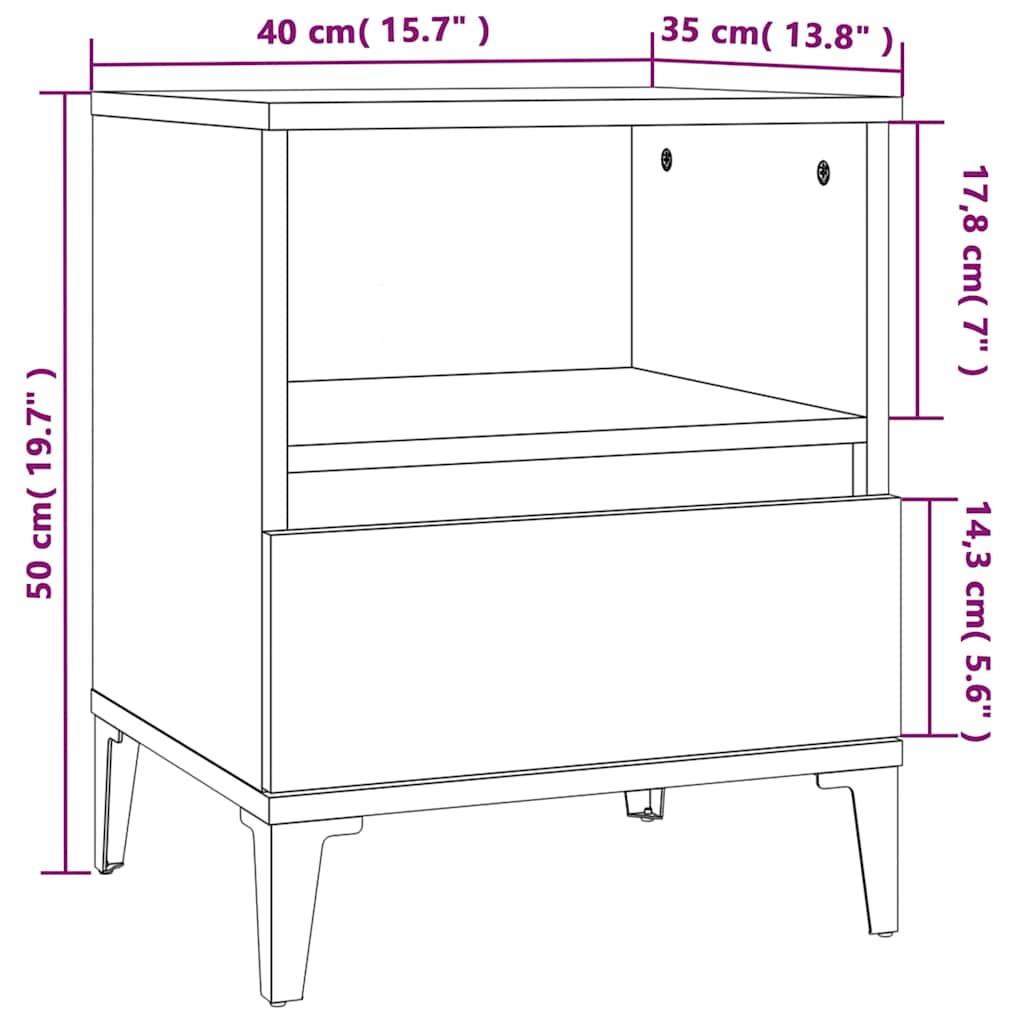 Bedside Cabinet Grey Sonoma 40x35x50 cm