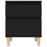 Bedside Cabinets 2 pcs Black 40x35x50 cm - Rear View