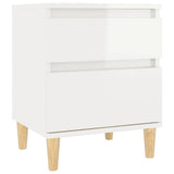 Bedside Cabinet High Gloss White 40x35x50 cm - Front View