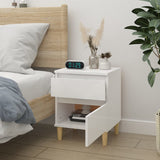 Bedside Cabinet High Gloss White 40x35x50 cm - Side View