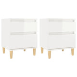 Bedside Cabinets 2 pcs High Gloss White 40x35x50 cm - Front View
