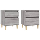 Bedside Cabinets 2 pcs Grey Sonoma 40x35x50 cm - Front View