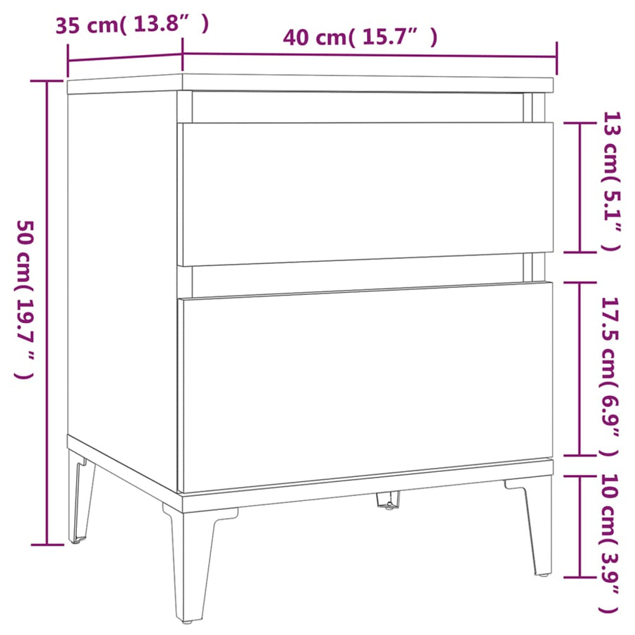 Bedside Cabinets 2 pcs White 40x35x50 cm