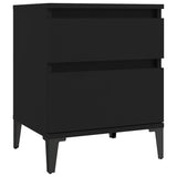 Bedside Cabinet Black 40x35x50 cm - Front View