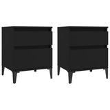 Bedside Cabinets 2 pcs Black 40x35x50 cm - Front View
