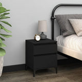 Bedside Cabinets 2 pcs Black 40x35x50 cm - Side View
