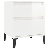 Bedside Cabinet High Gloss White 40x35x50 cm - Front View